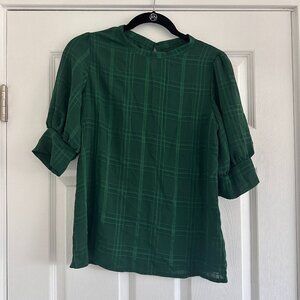 Green Short Sleeve Work Blouse